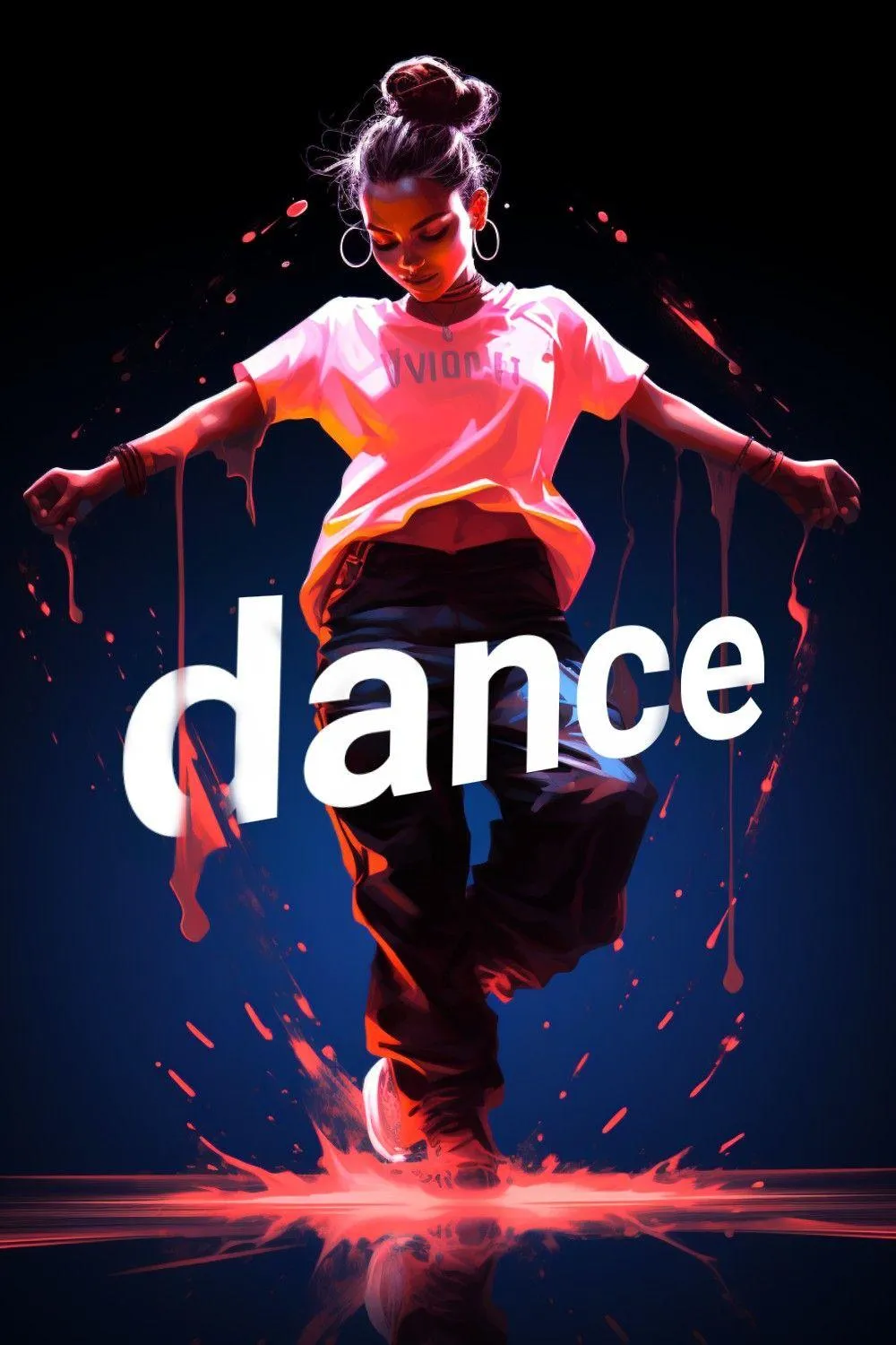Energetic Girl Dancing With Vibrant Lights and Motion