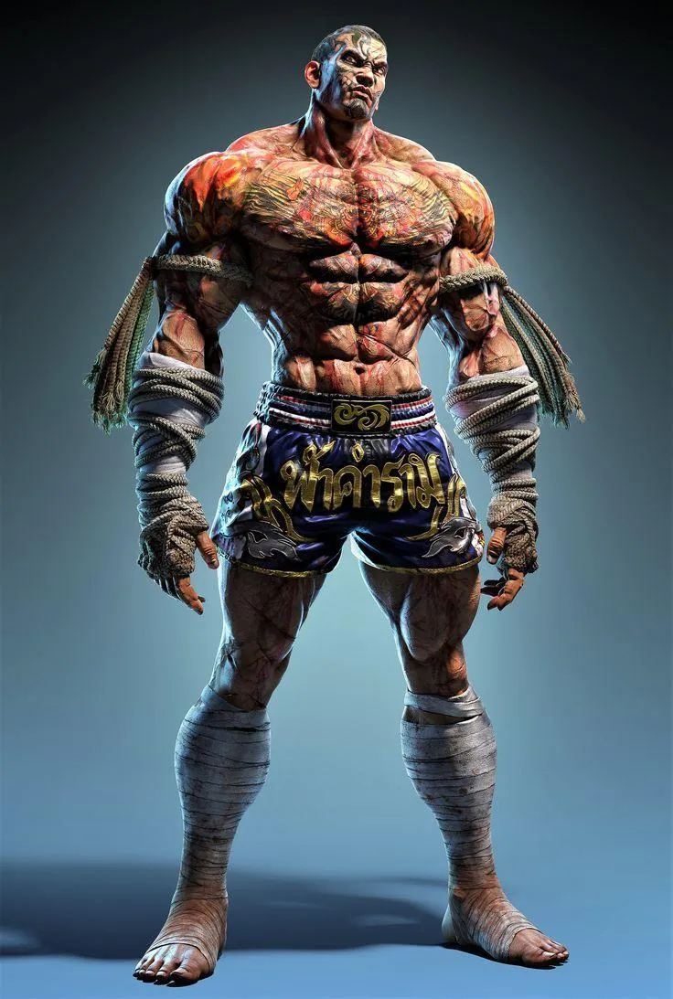 Fantasy Warrior With an Extreme Muscular Body and Stance