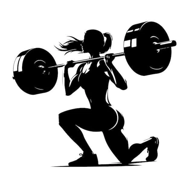 Female Silhouette Lifting Barbell in Deep Squat Position