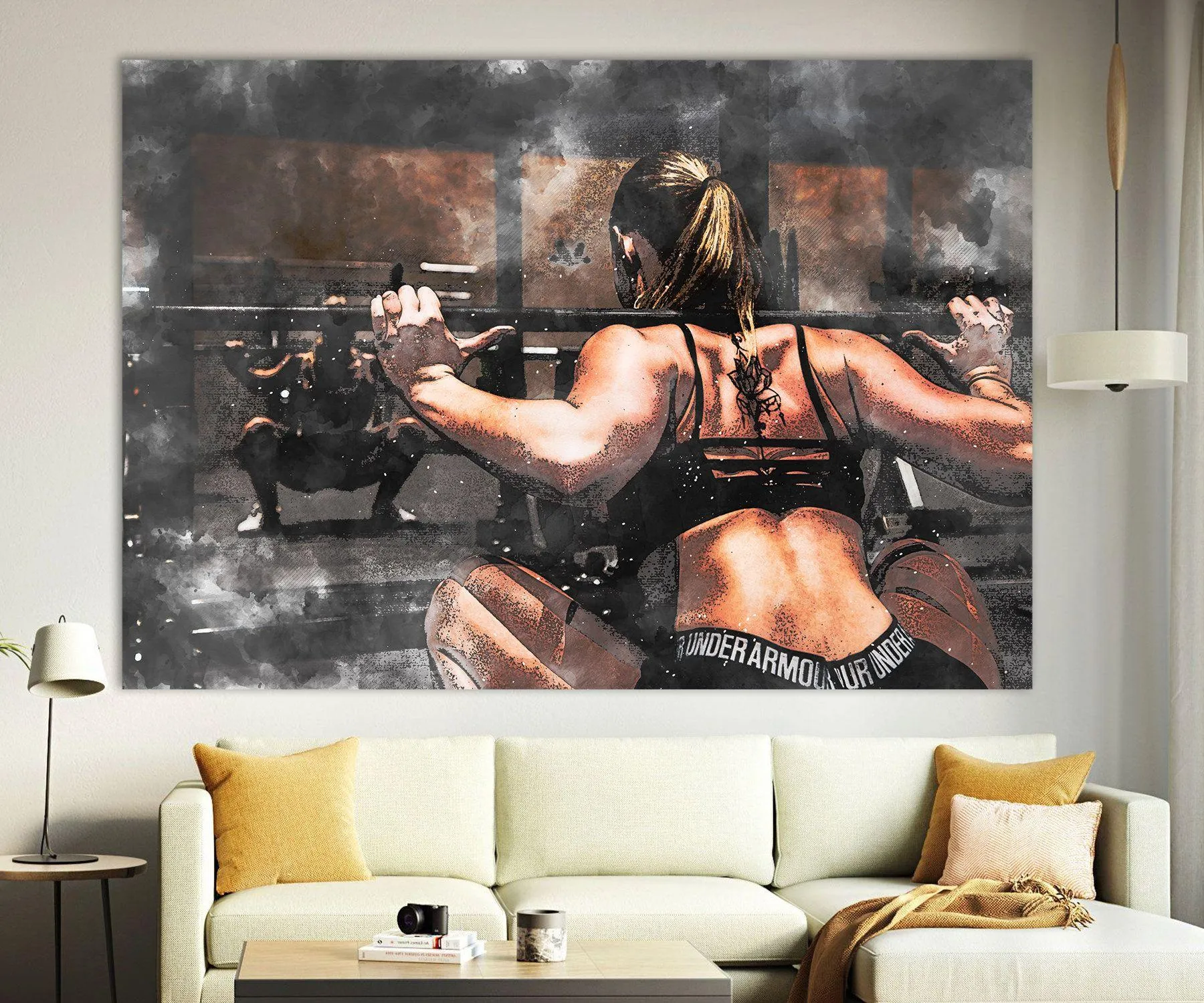 Fitness Themed Wall Art of a Strong Woman Hd Free Wallpaper