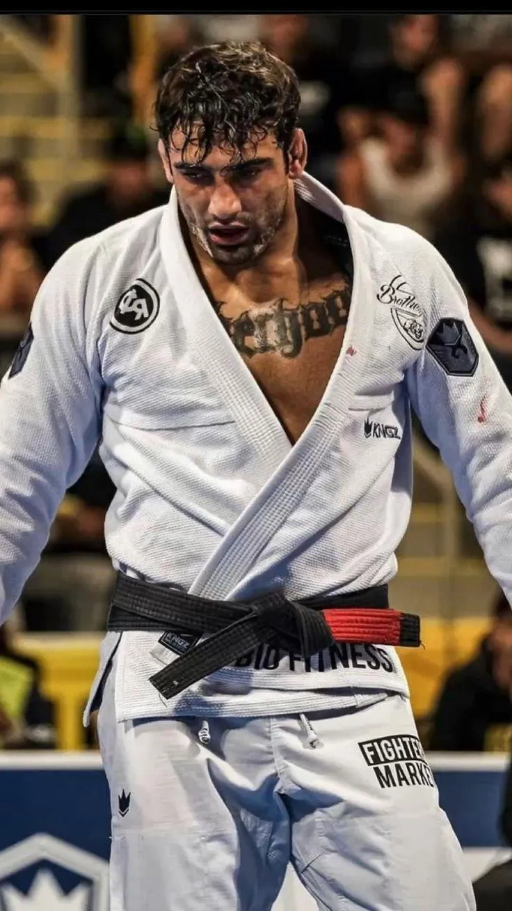 Focused Brazilian Jiu Jitsu Athlete Wearing a Black Belt