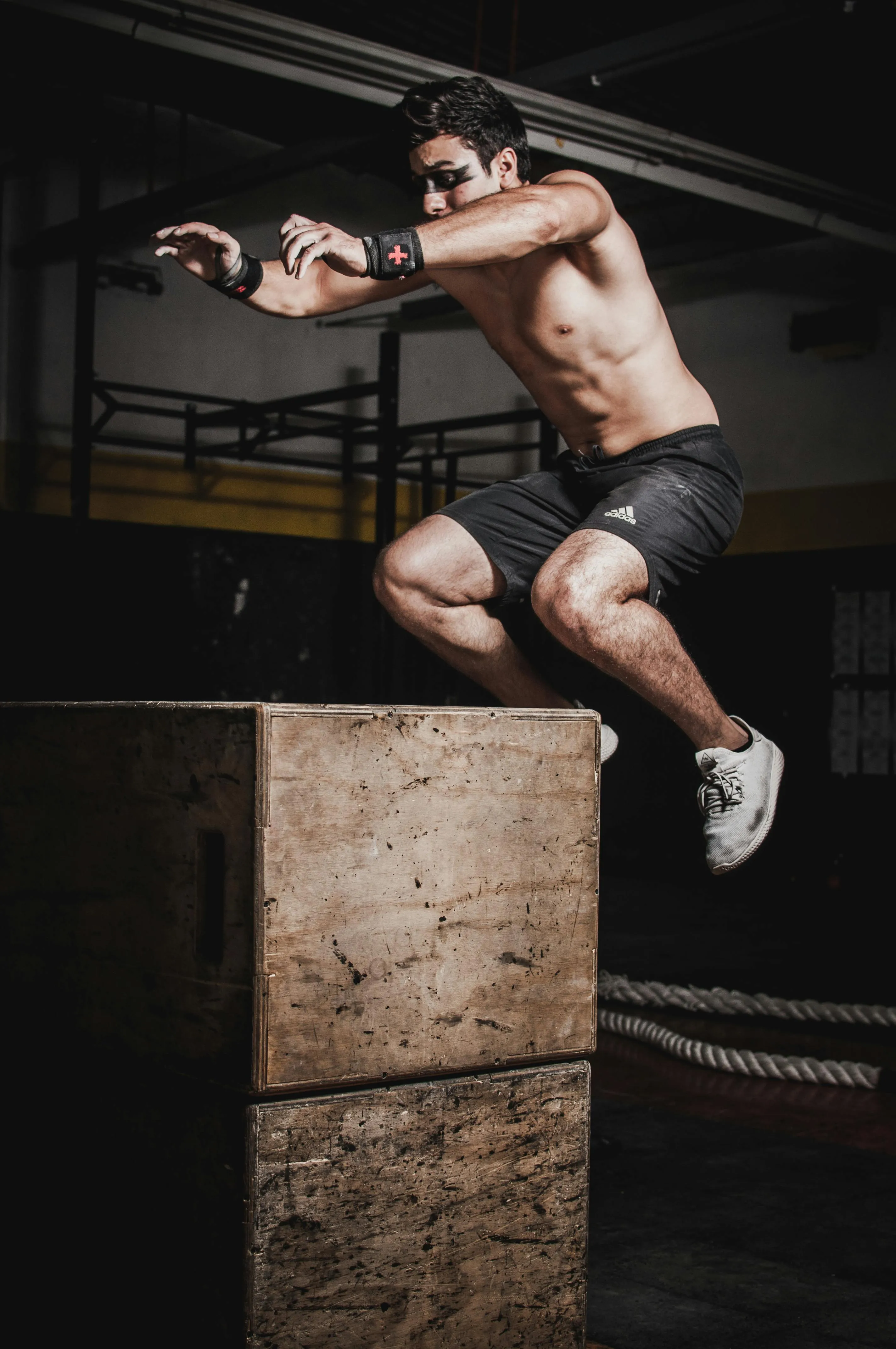 Man Jumping on a Box For Explosive Power and Fitness