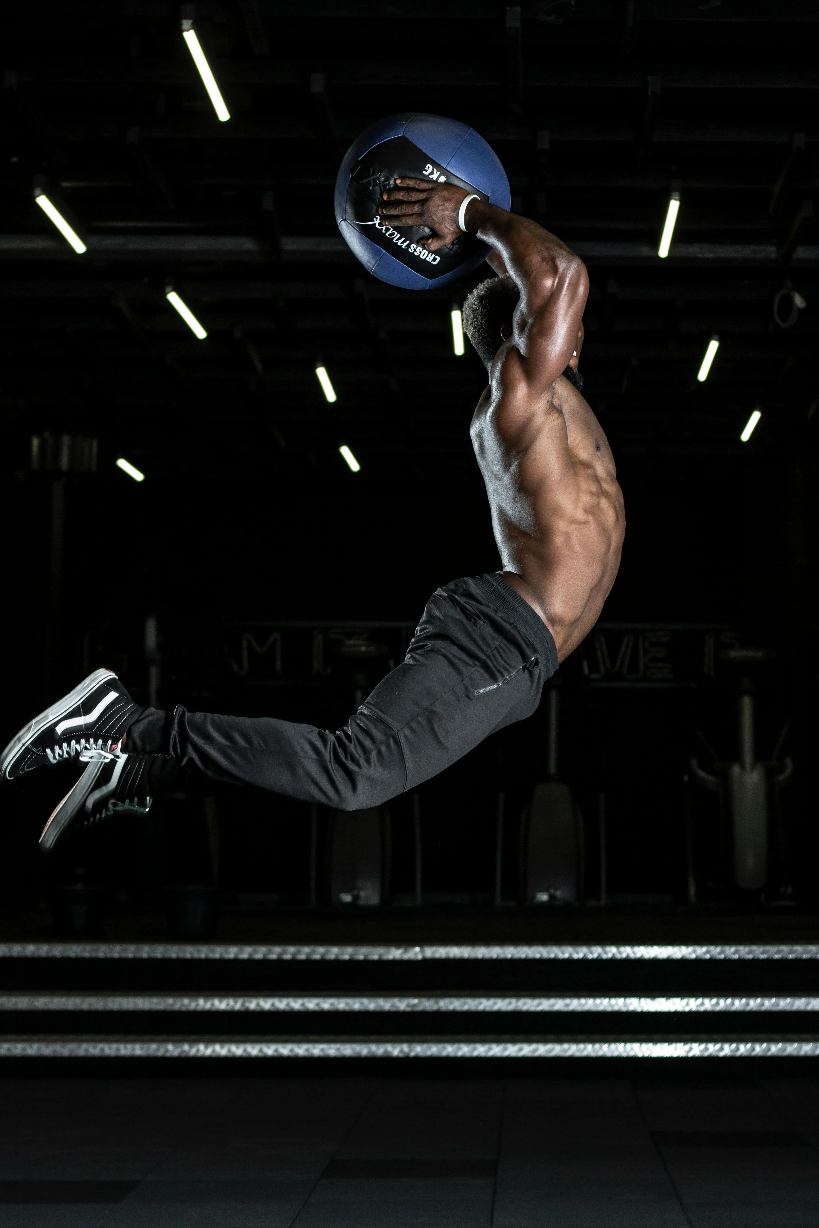 Man Jumping High With a Medicine Ball Free Hd Wallpaper