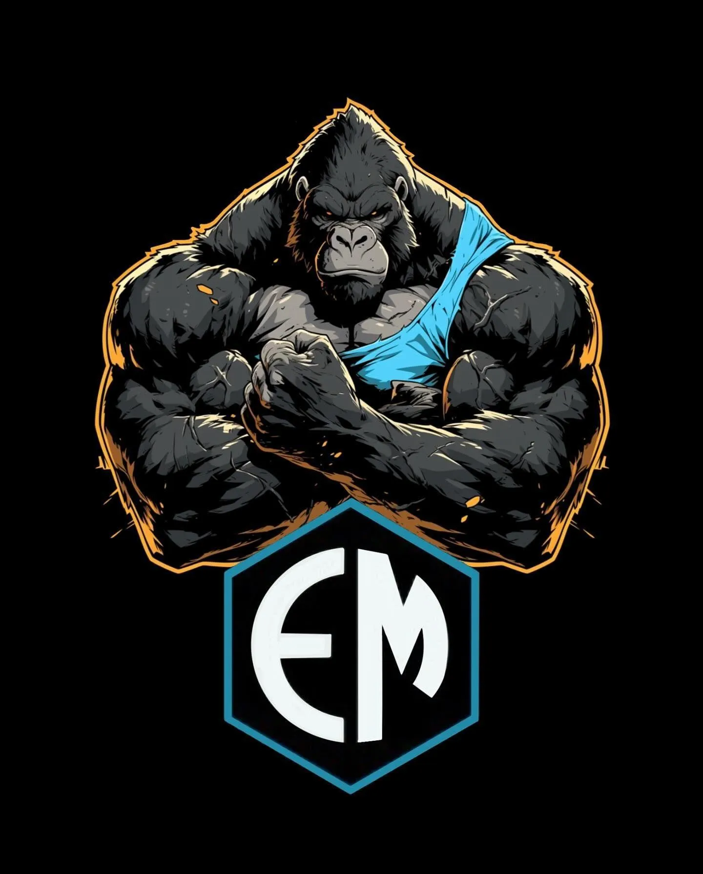 Muscular Gorilla Logo Emblem For Fitness and Strength