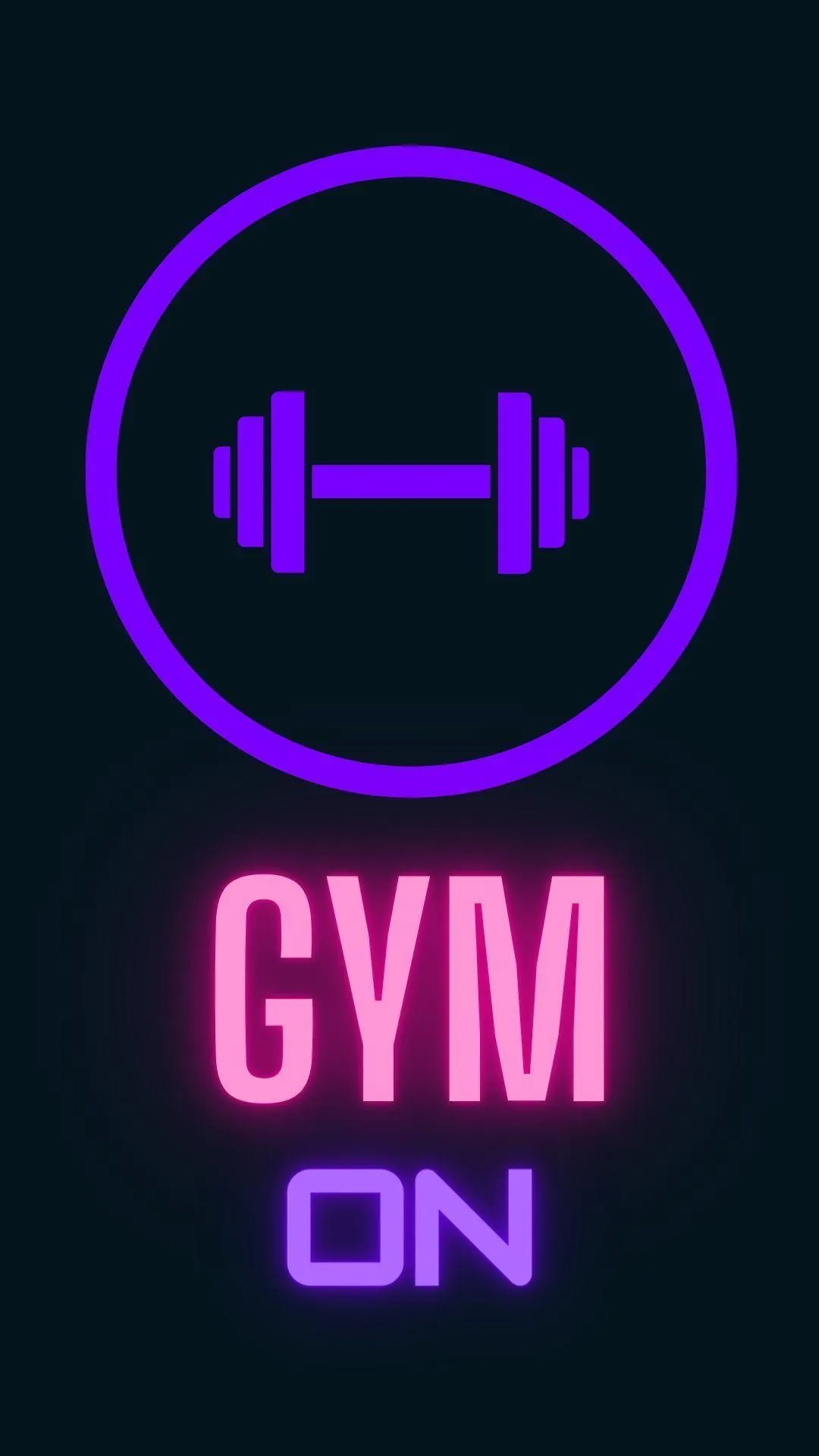 Neon Gym on Sign Glowing in Purple and Pink Lights