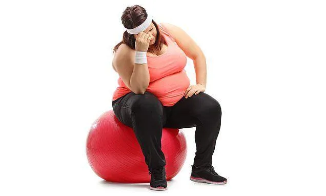 Overweight Woman Resting on an Exercise Ball After a Workout
