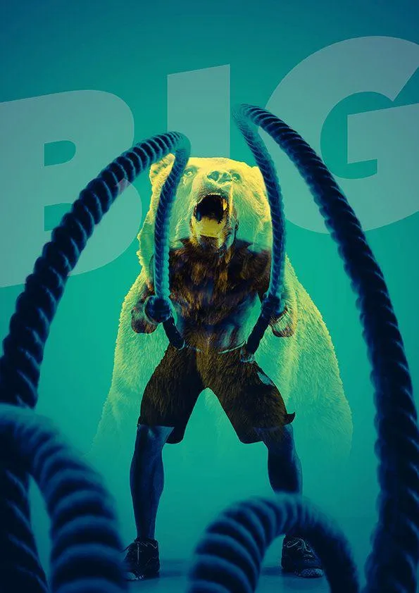 Powerful Man Working Out With Battle Ropes Free Wallpaper