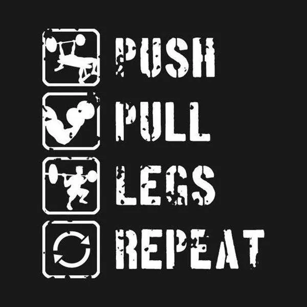 Push Pull Legs Repeat Workout Quote in Bold Layout Wallpaper