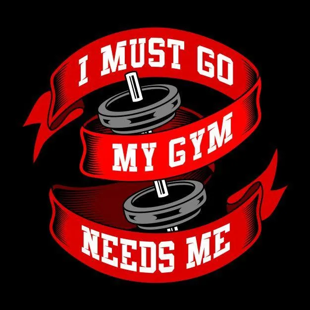 Red and Black Gym Quote Poster With Weights and Ribbons