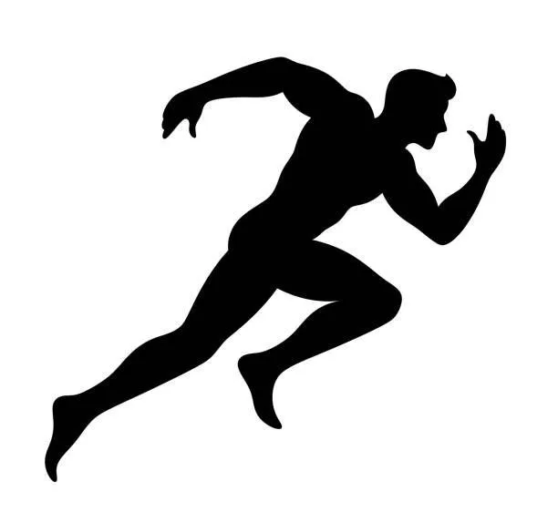 Silhouette Icon of a Sprinter Running in Athletic Motion
