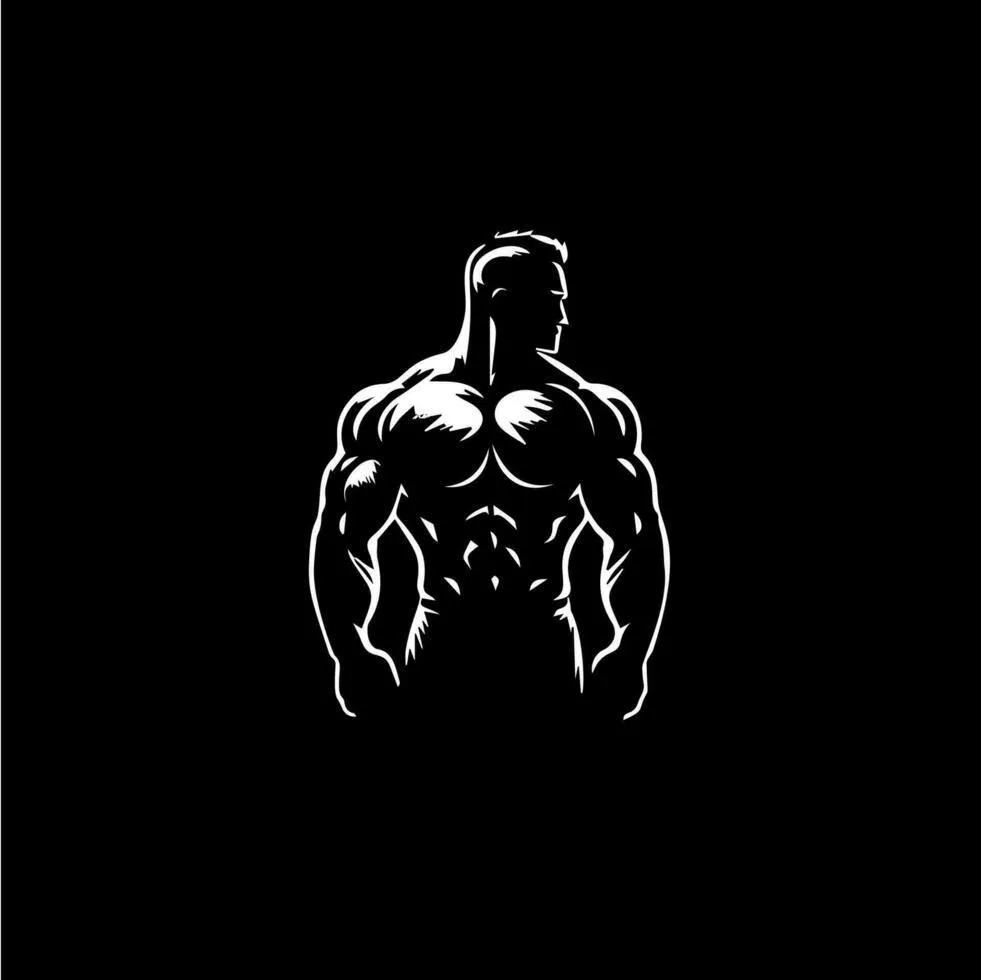 Silhouette of a Muscular Man Against a Black Background Logo