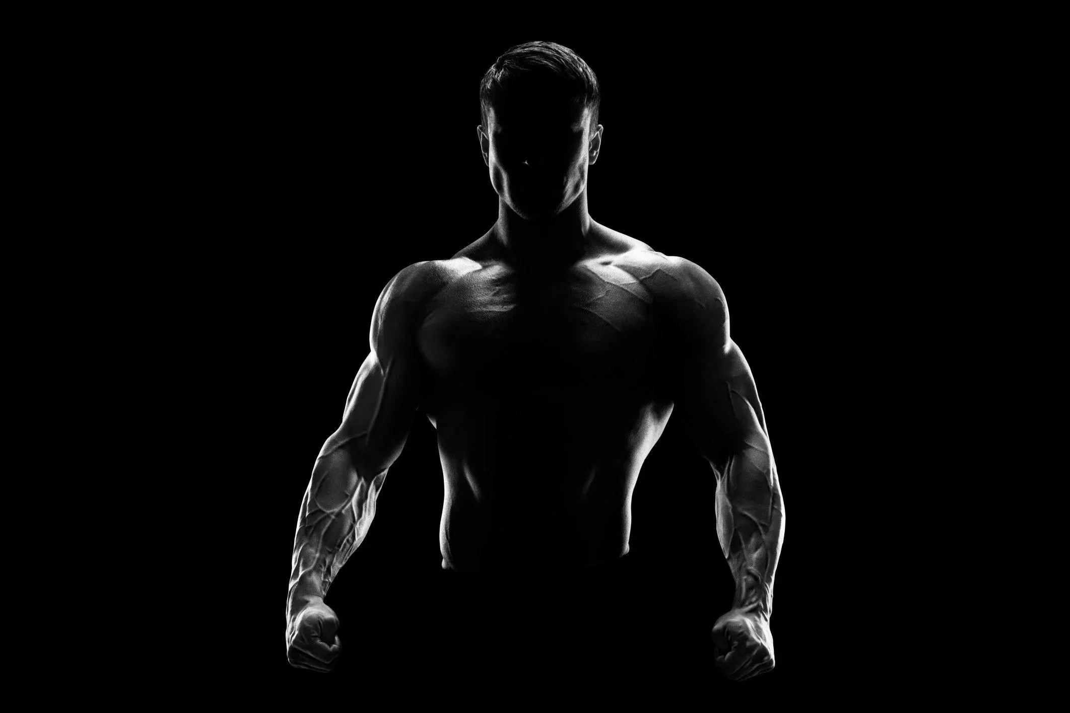 Silhouette of a Muscular Man Showing a Fit Physique