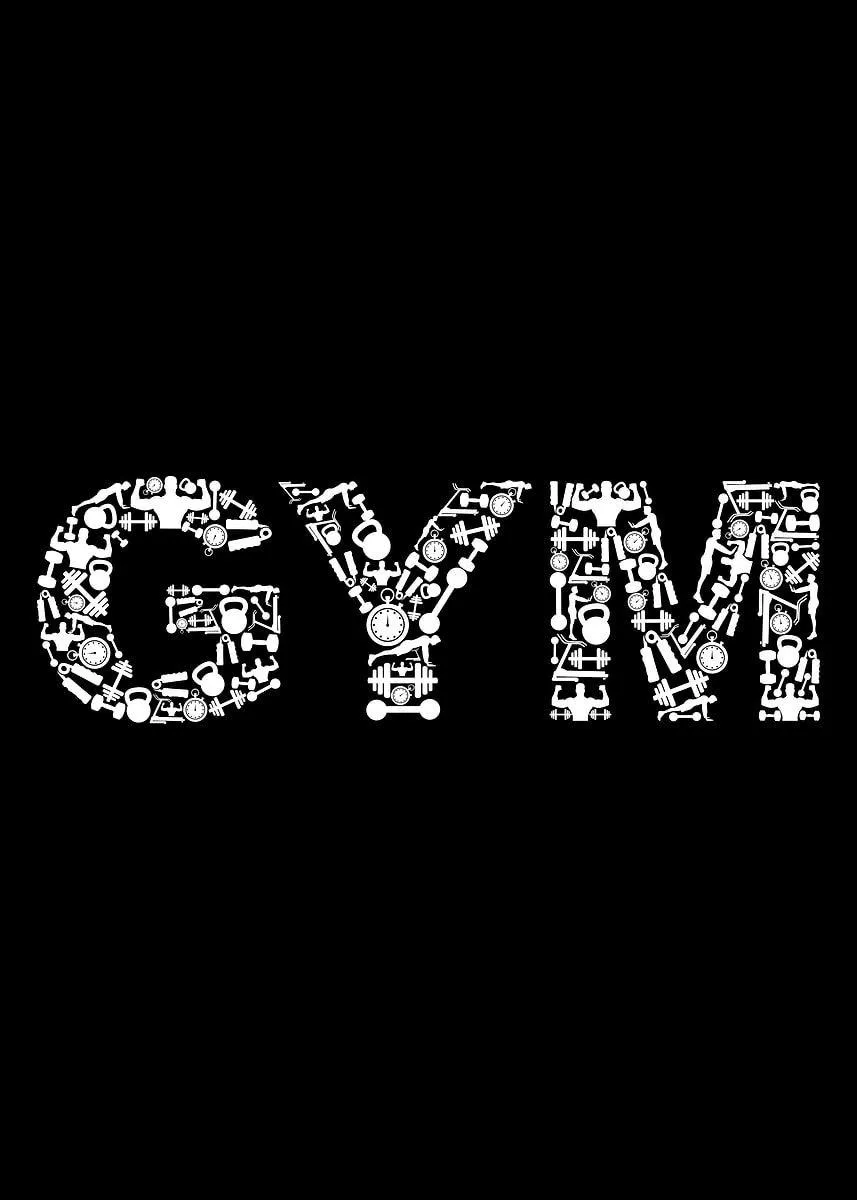 Simple Gym Poster With Bold White Text on Black Background