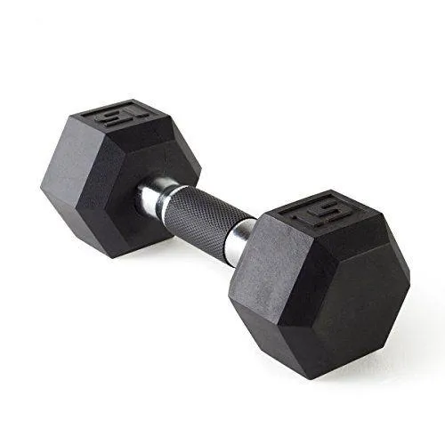 Single Black Dumbbell on White Background Fitness Equipment