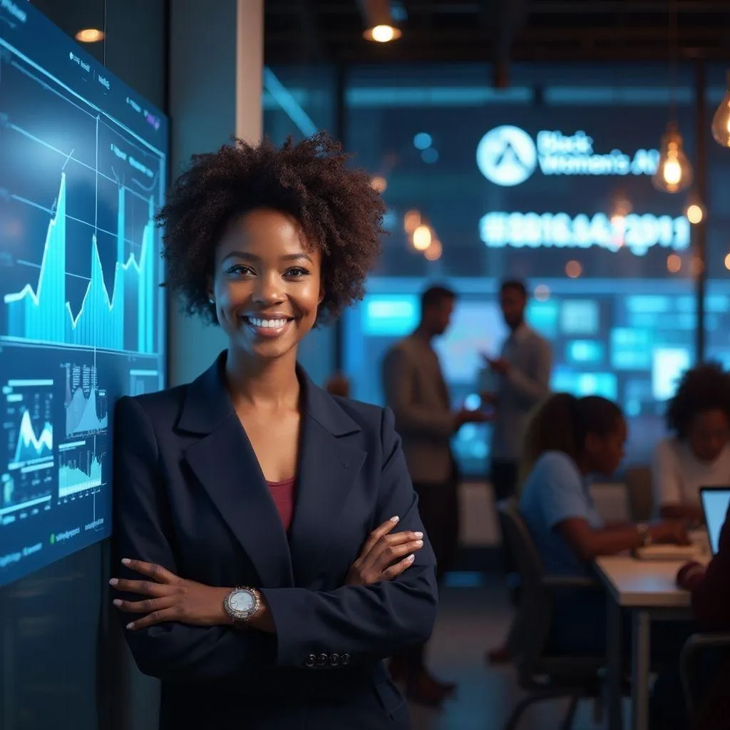 Smiling Professional Woman in Office With Business People