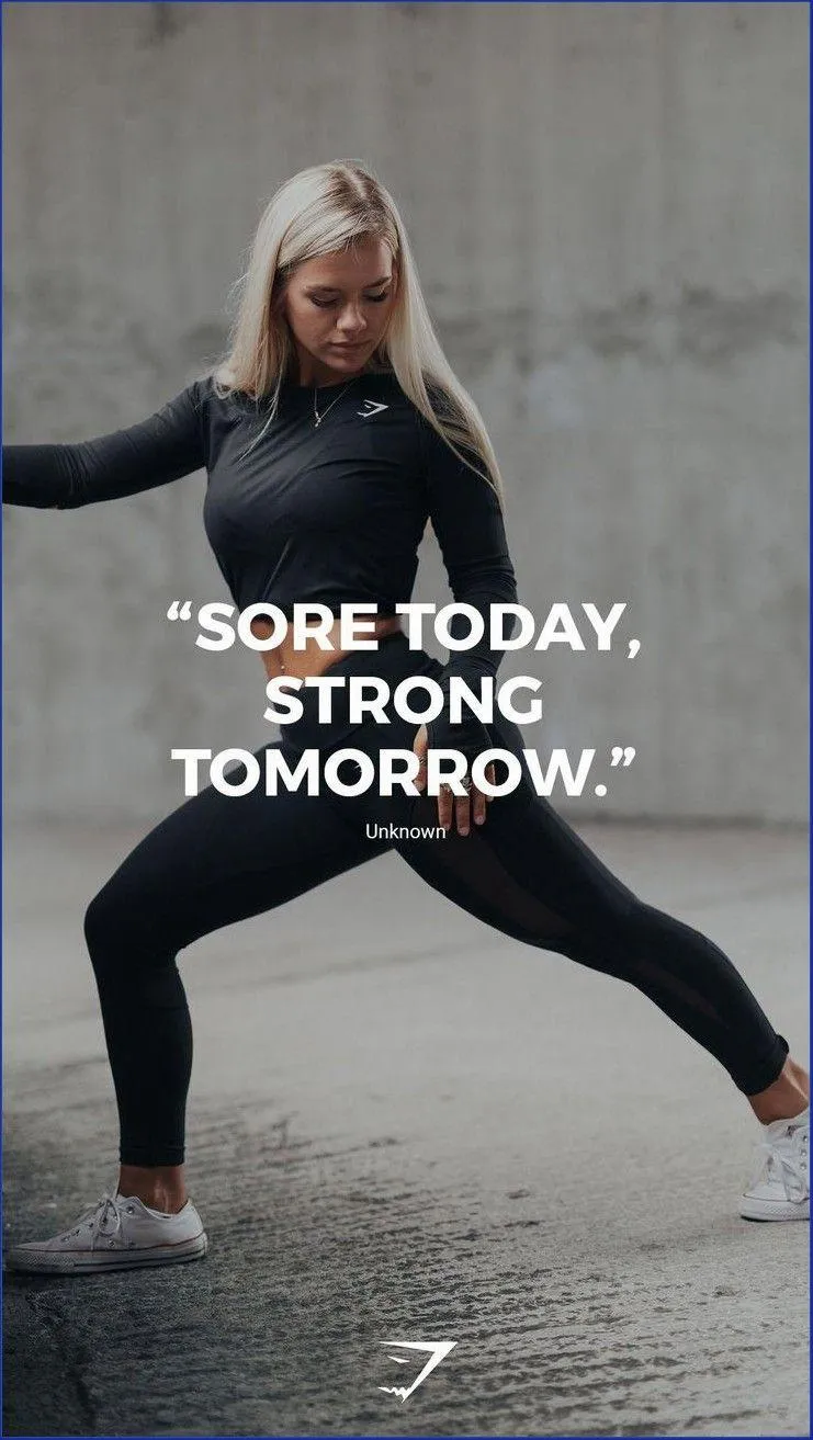 Sore Today Strong Tomorrow Fitness Quote With a Woman