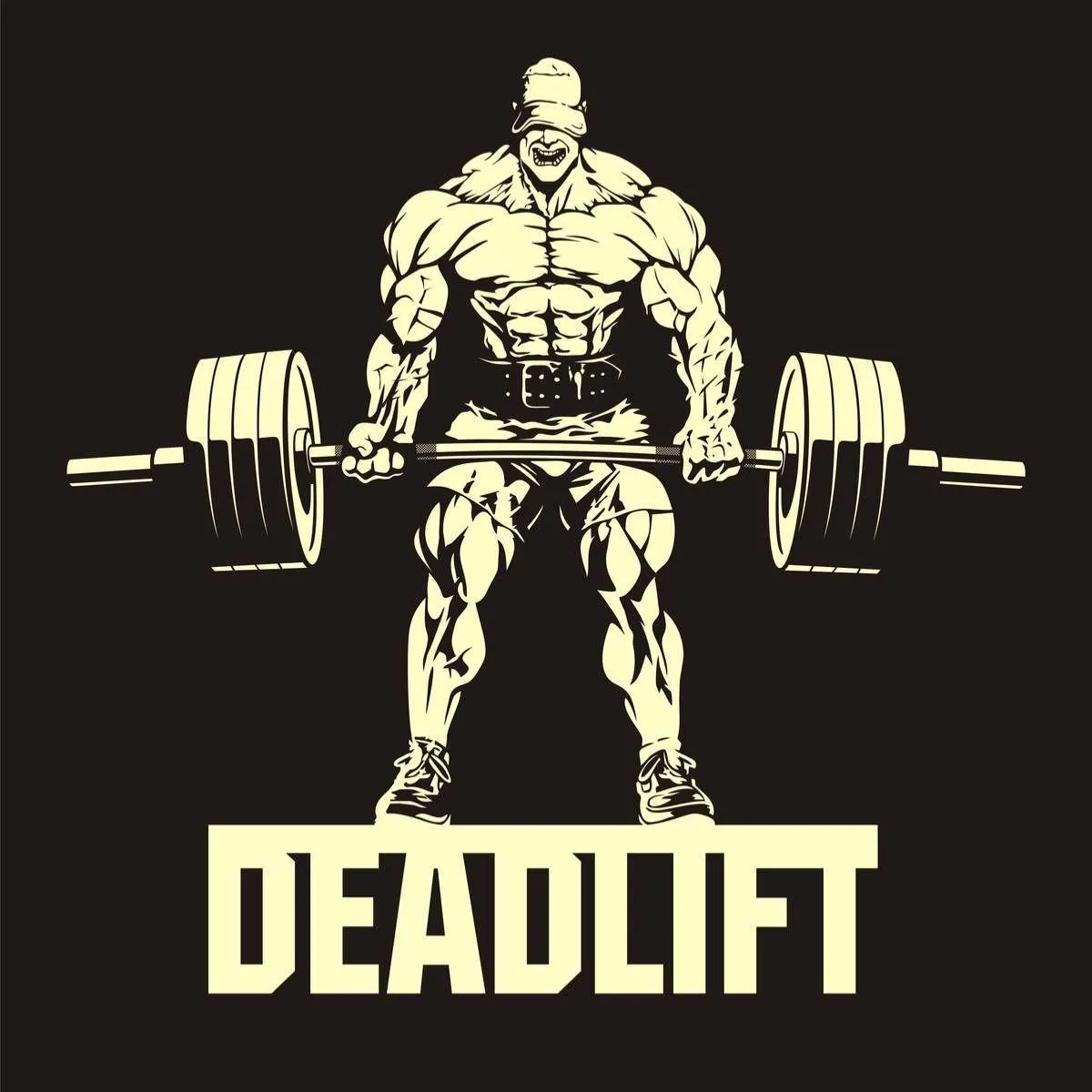 Strong Muscular Figure Deadlifting a Heavy Barbell Gym