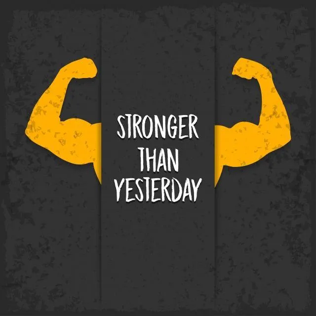 Stronger Than Yesterday Quote With Arm Flex Illustration