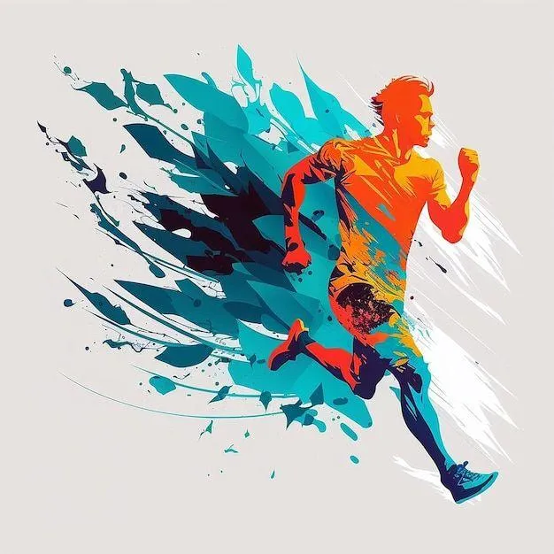 Stylized Runner Sprinting Through Paint Splash Effect