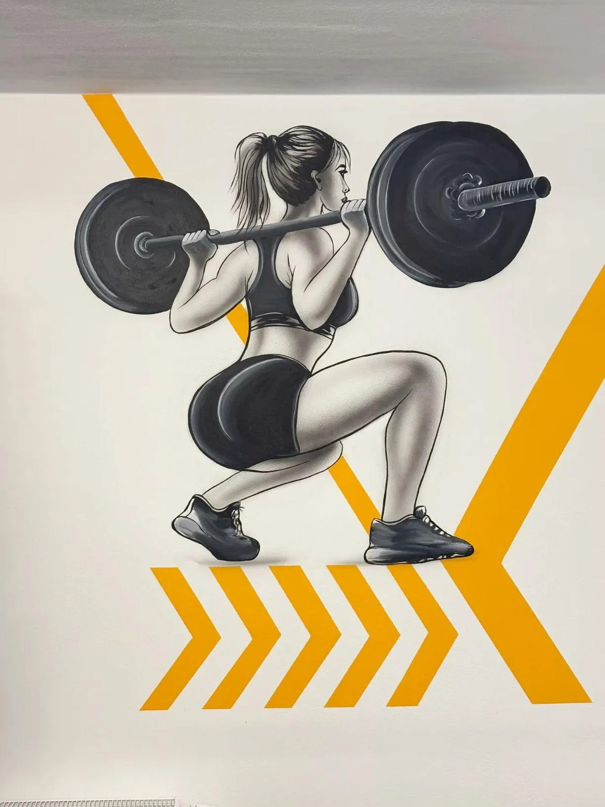 Woman Doing Barbell Squats Exercise Download Free Wallpaper