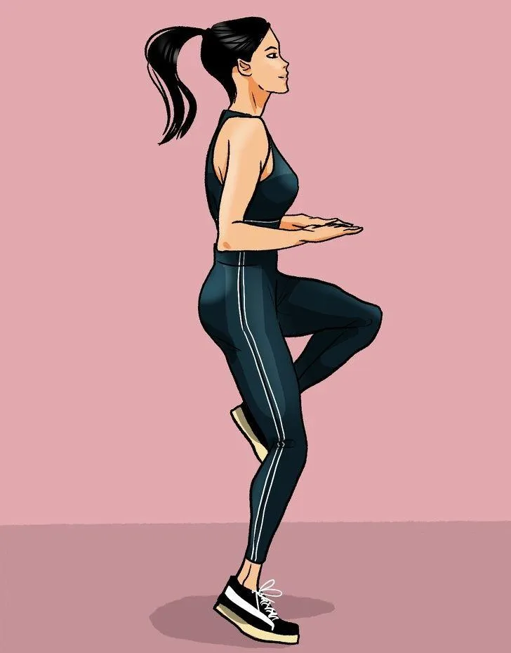 Woman Warming Up Before a Workout on a Pink Background