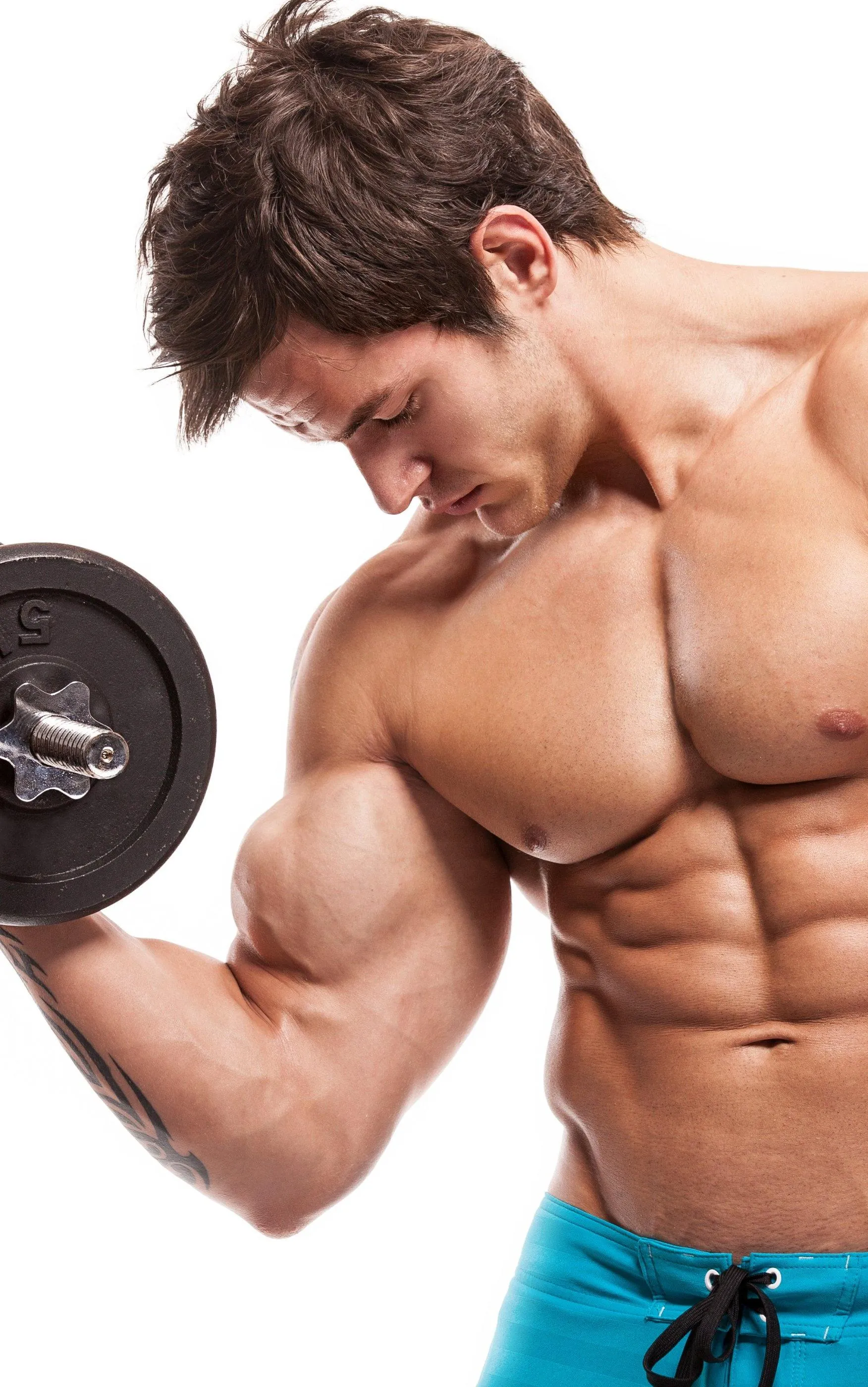 Young Man Lifting a Dumbbell For Bicep Strength Training
