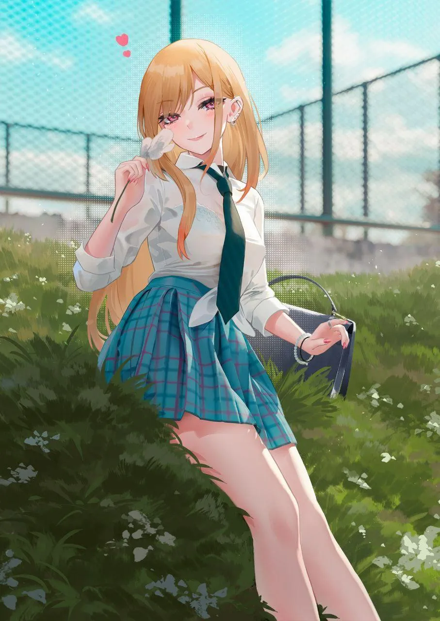 Anime Style Girl in School Uniform Holding a Snack Outdoors