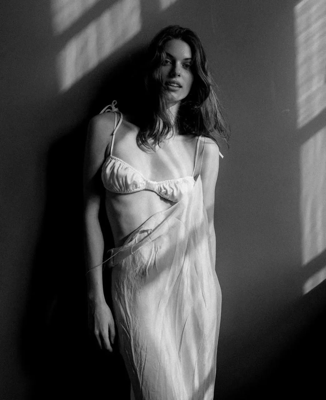 Artistic Black And White Shot of a Woman in Sheer Dress