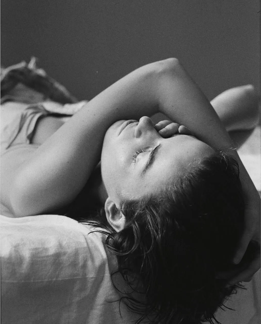 Artistic Black And White Shot of a Woman Lying Peacefully