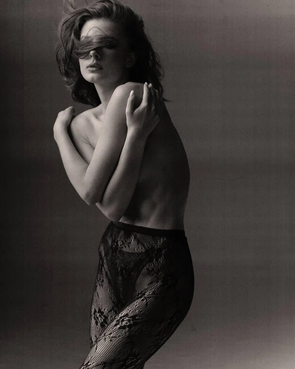 Artistic Nude Style Black And White Portrait of a Woman