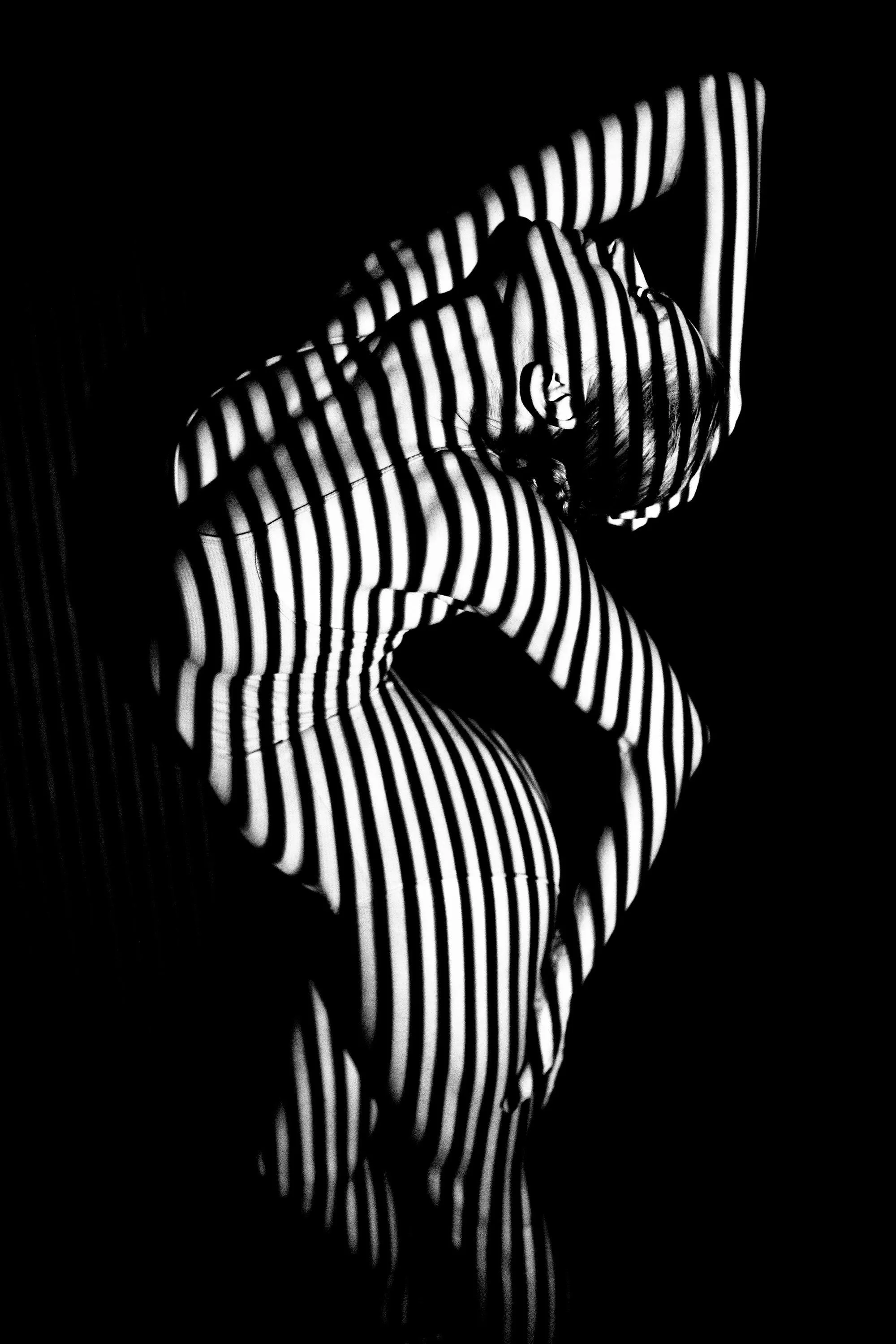 Artistic Silhouette with Dramatic Black And White Stripes