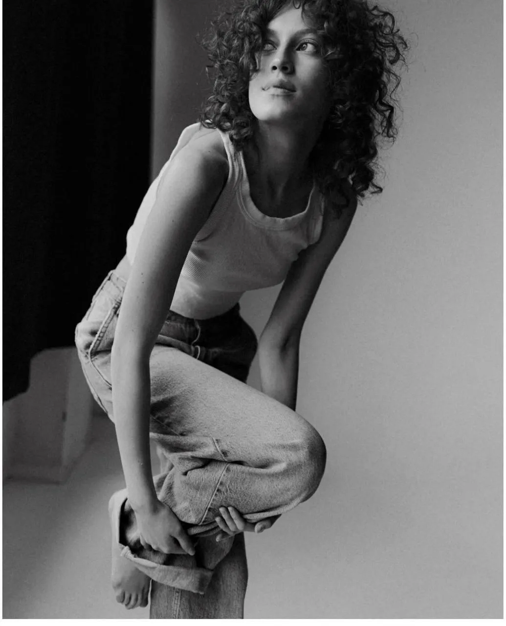 Black And White Model Shot with Vintage Cinematic Pose Image