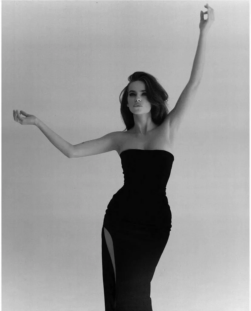 Black and white photo of woman in a long dress HD wallpaper