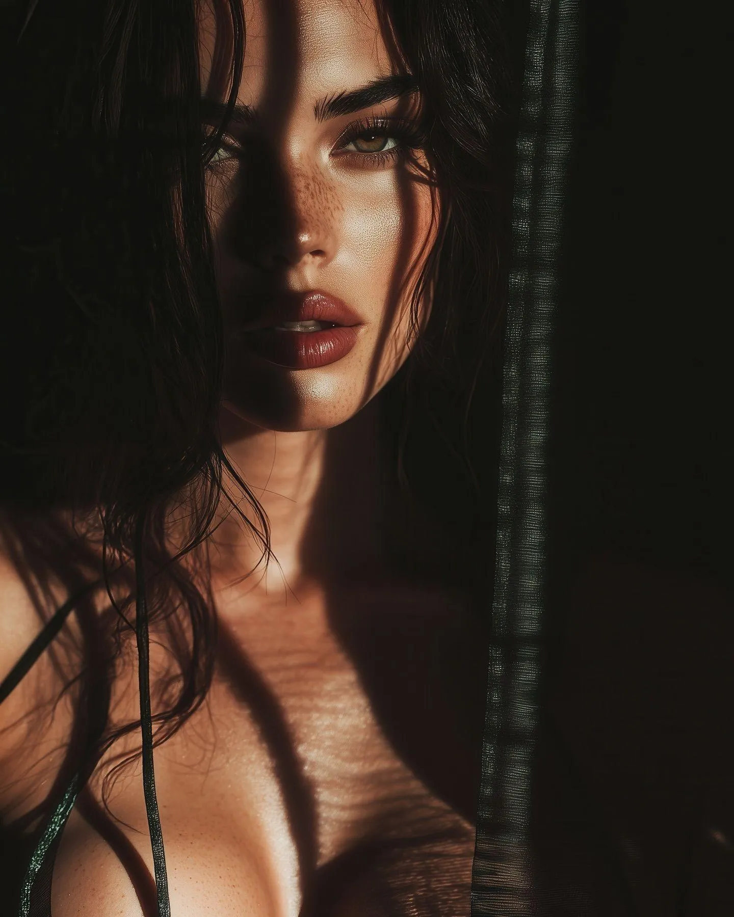 Close Up of a Woman with Wet Hair Looking Into the Camera