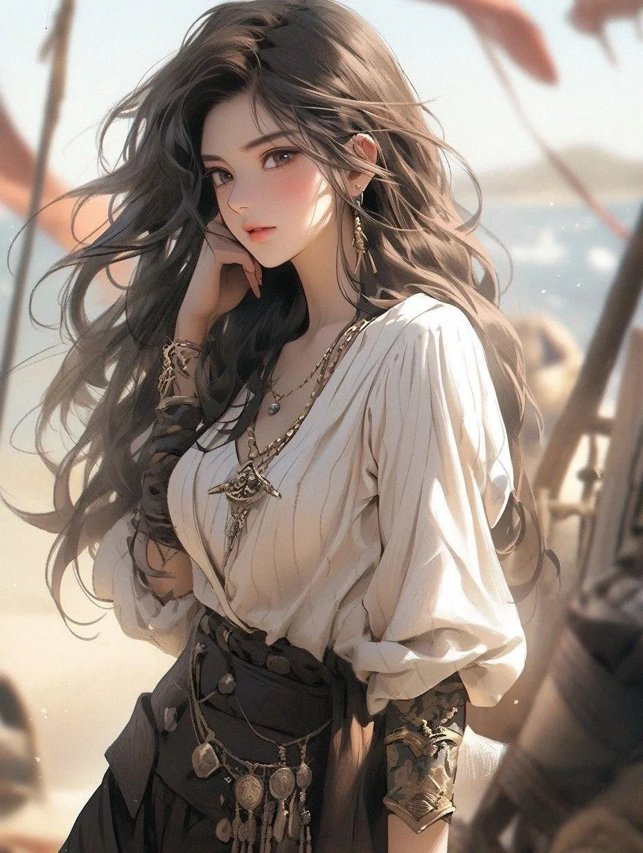 Fantasy Styled Woman with Long Hair in Soft Morning Light