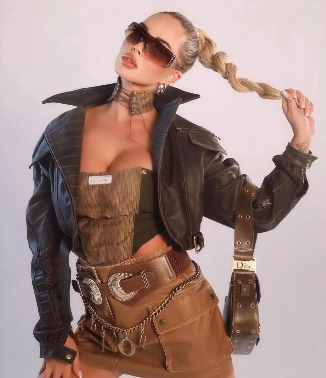 Fierce Fashion Pose in a Cargo Outfit And Braided Hairstyle