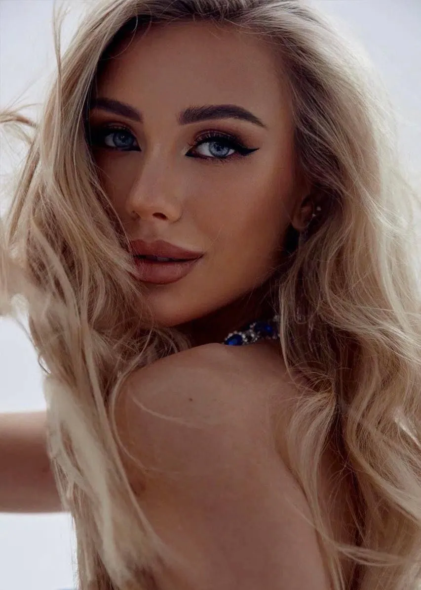 Glamorous Close Up with Bold Makeup And Long Flowing Hair