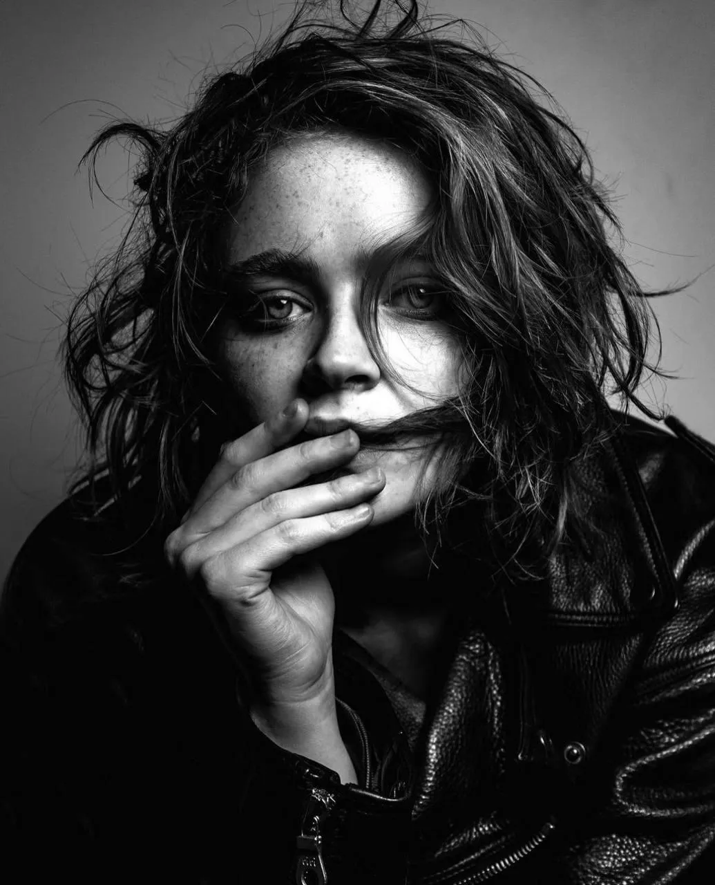 Moody Black And White Portrait with Expressive Emotions