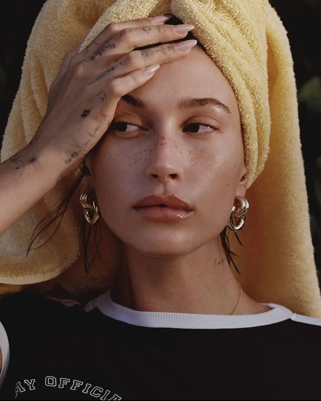 Natural Portrait of a Woman with a Towel on Her Head Image
