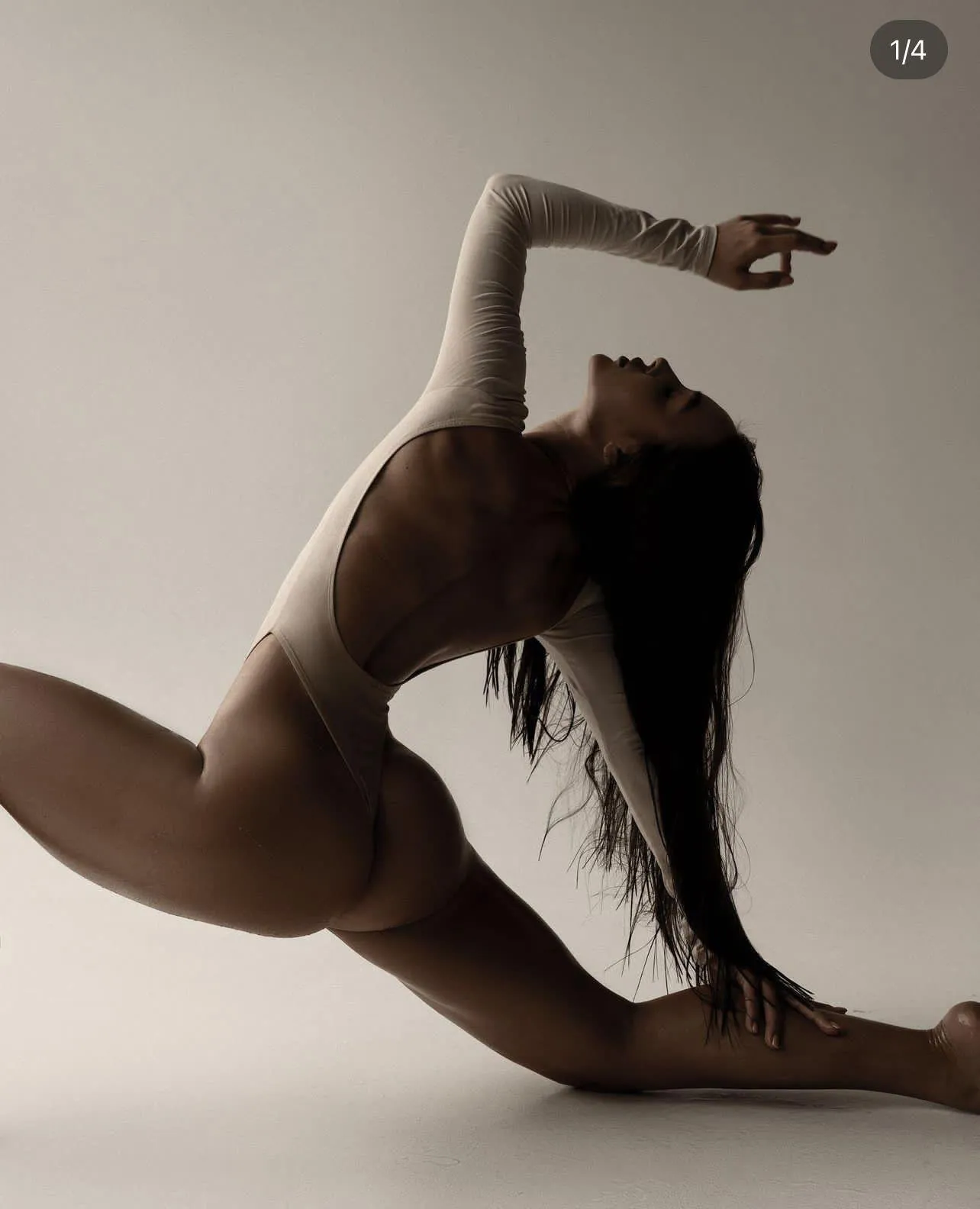 Nude Artistic Pose Showing Silhouette with Graceful Movement