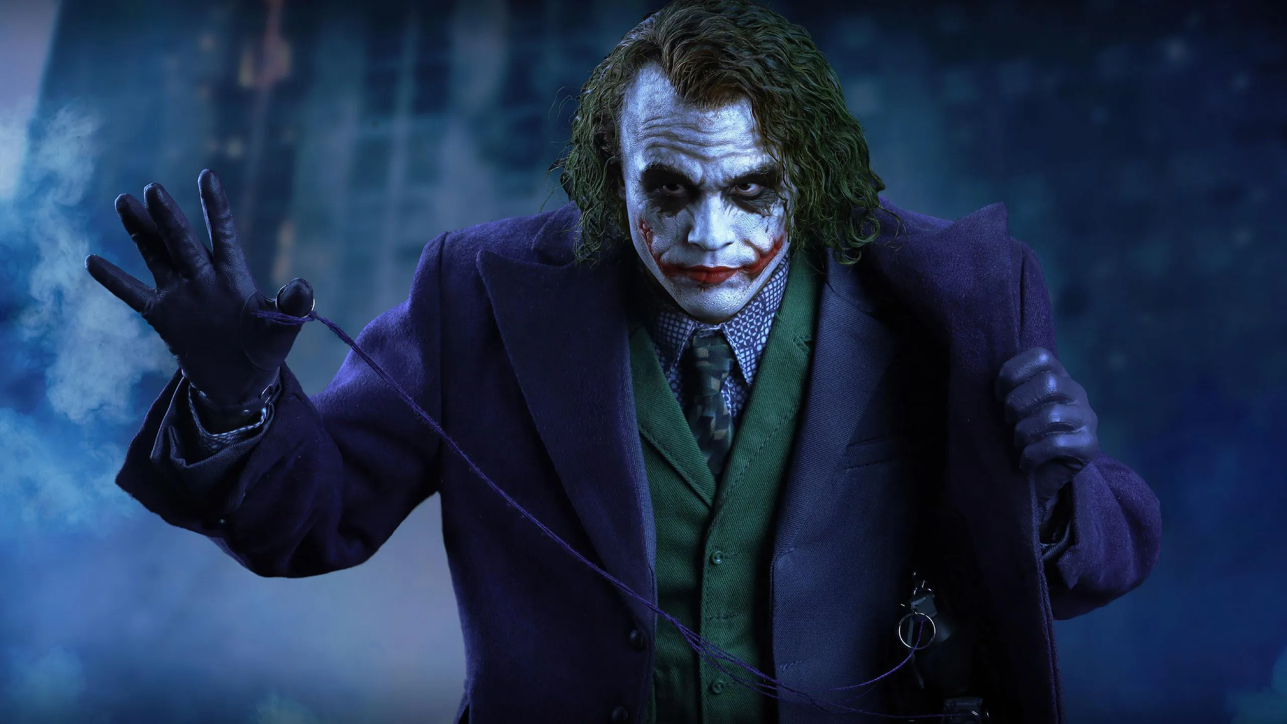 Joker in Purple Suit From Dark Movie Scene HD Wallpaper