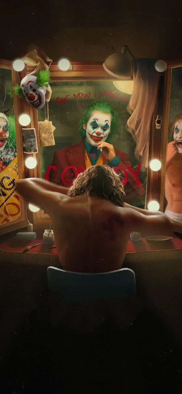 Joker in The Dressing Room with Mirror Lights HD Wallpaper