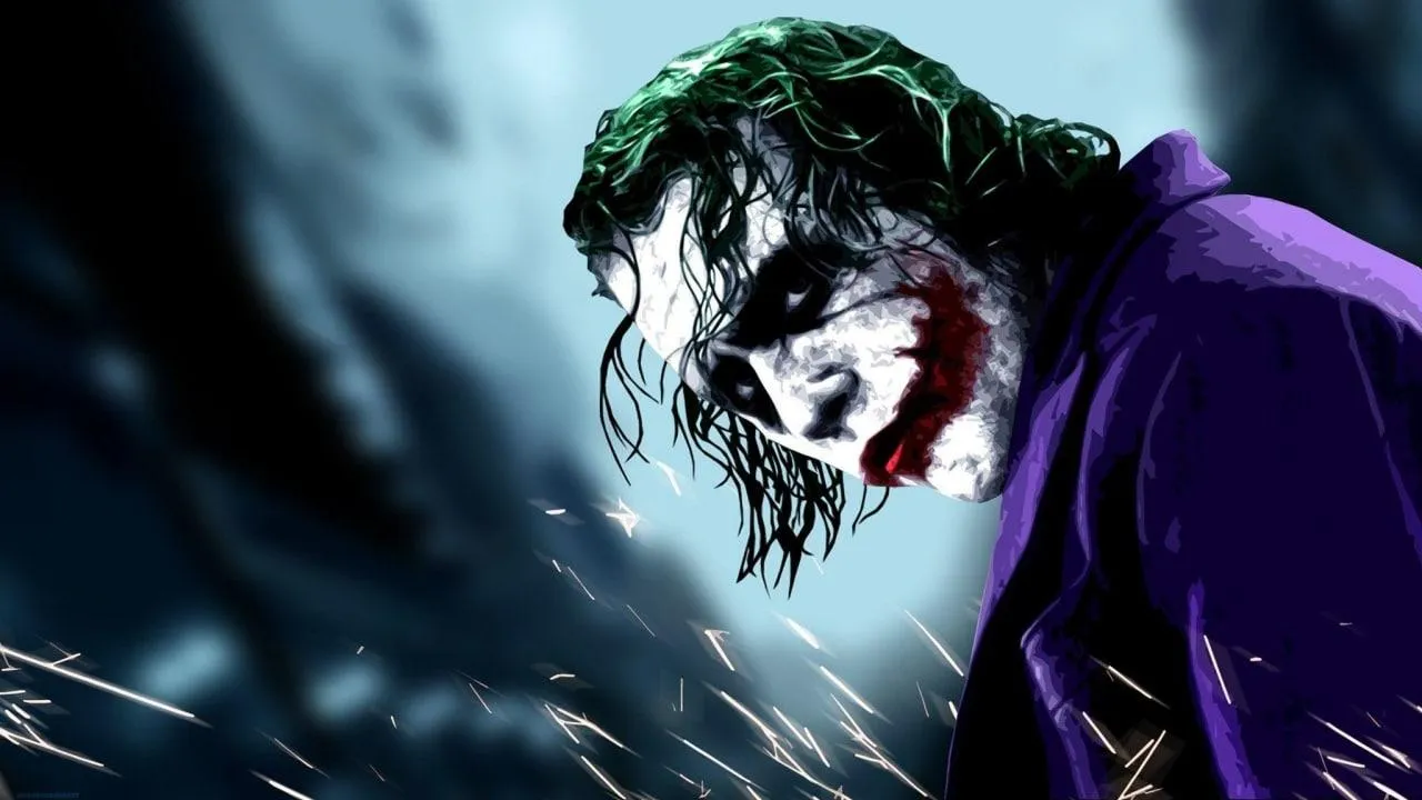 Joker Laughing Wildly with Purple Suit on A Dark Street HD Wallpaper
