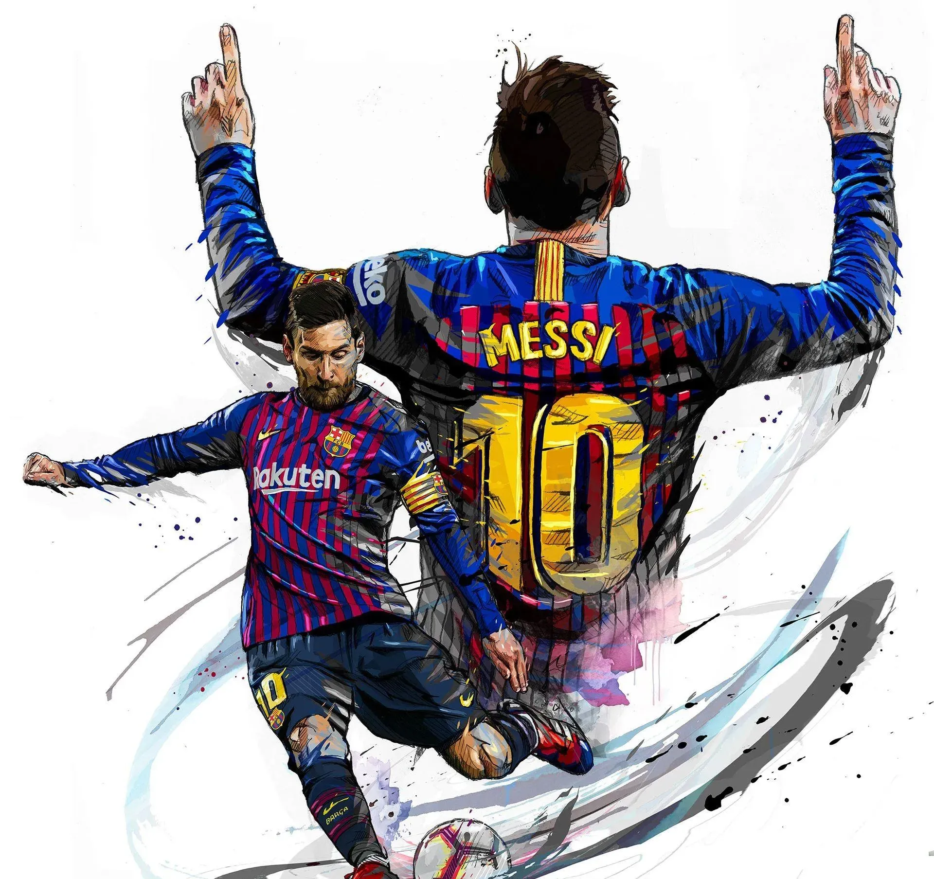 Artwork Of Messi In A Barcelona Jersey HD Portrait Wallpaper