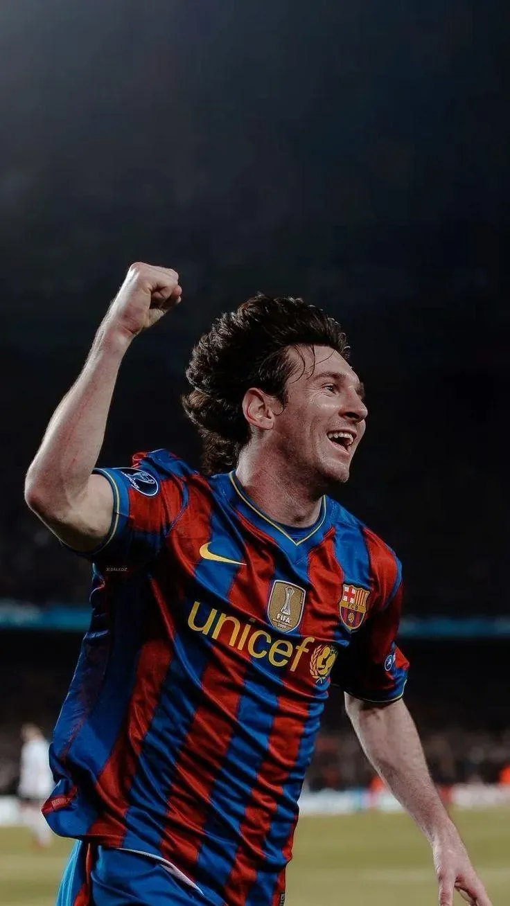 Celebration Of Young Messi In Barcelona Team Free Wallpaper