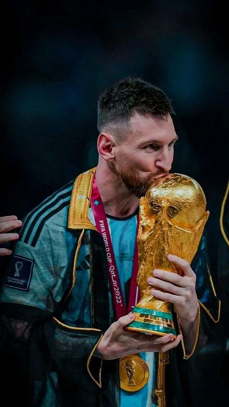 The Football Legend Lionel Messi With Fc Trophy HD Image