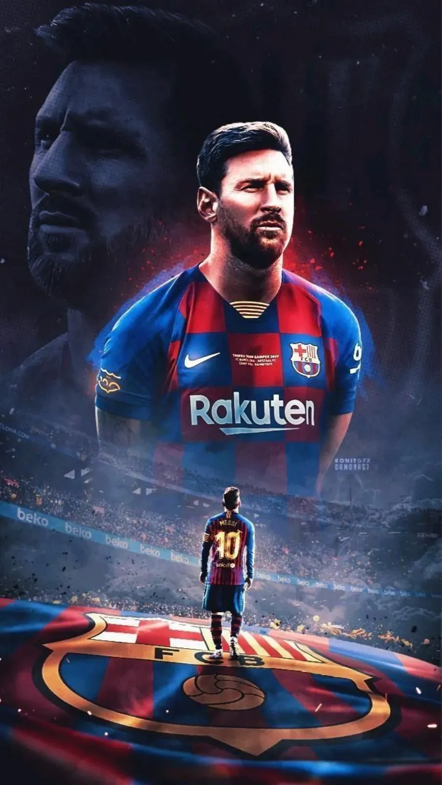 Lionel Messi With The Barcelona Jersey In His Iconic Pose