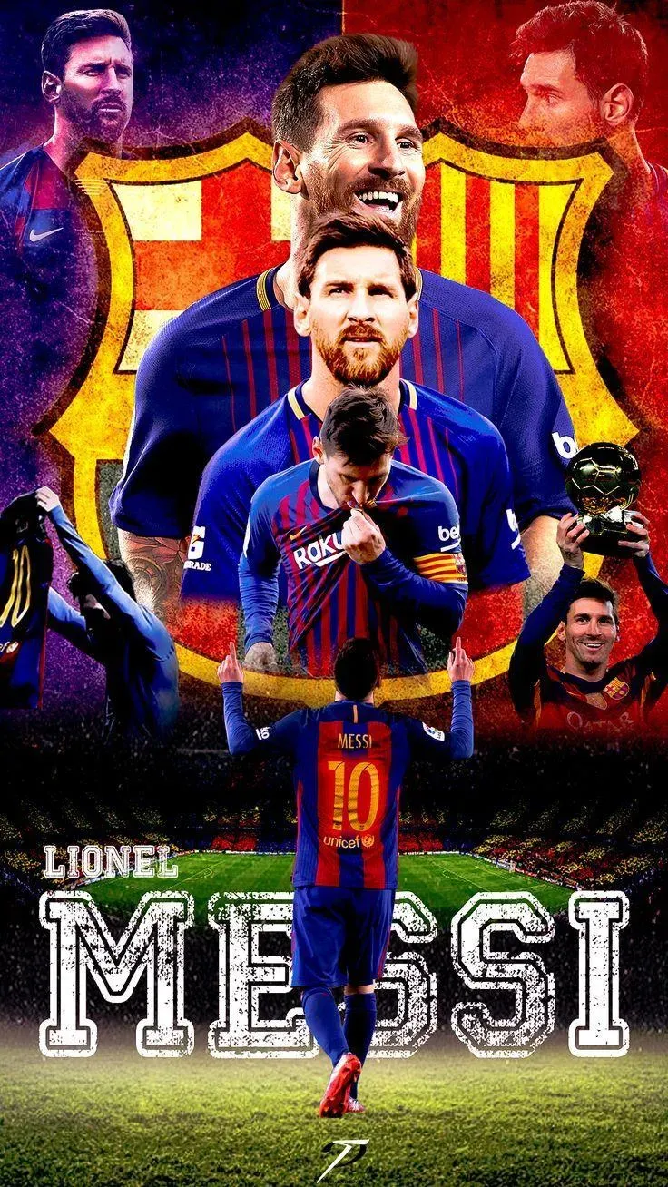Lionel Messi With Barcelona Uniform Artwork For Mobile
