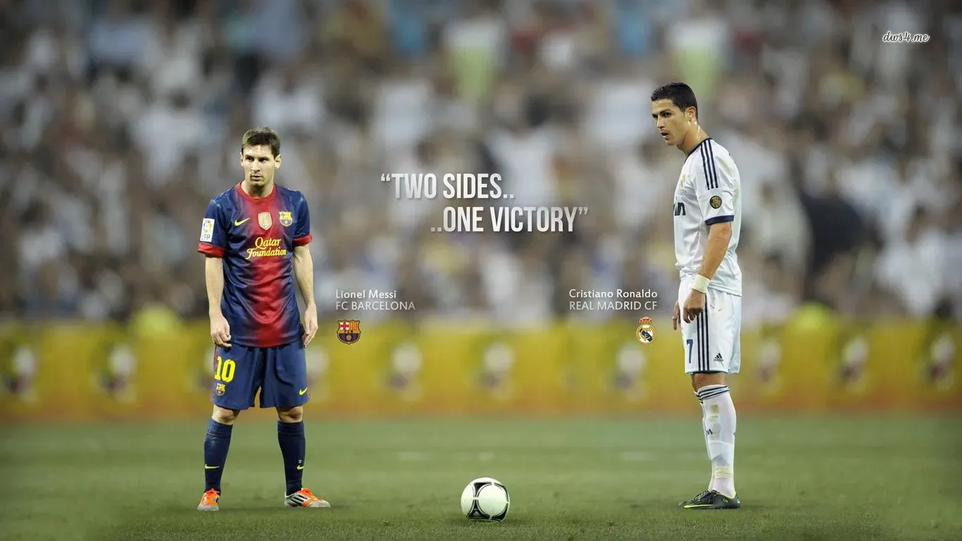 Lionel Messi And Cristiano Ronaldo In A Football Ground