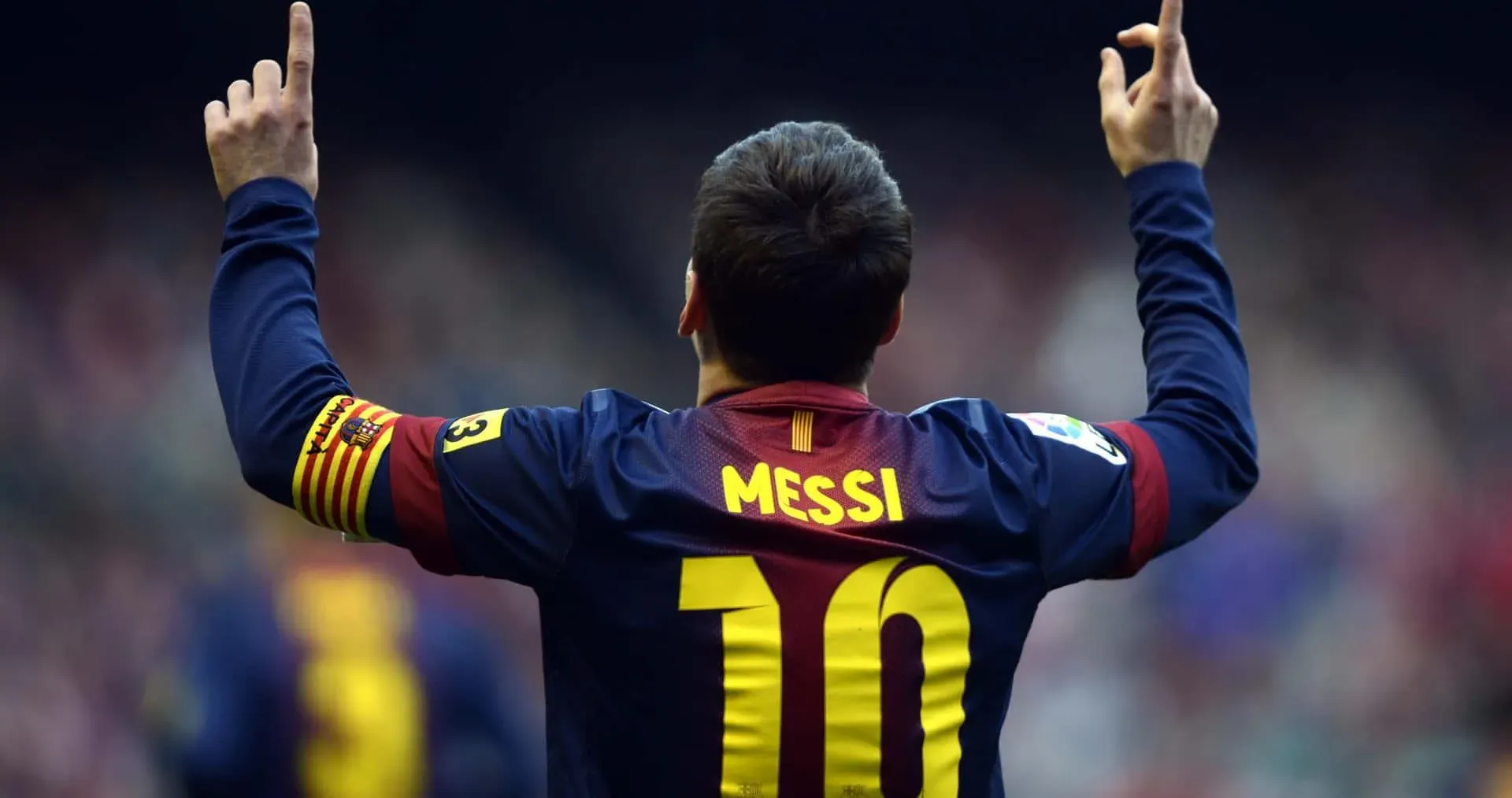 Lionel Messi At Fc Barcelona The Iconic Pose Free Wallpaper